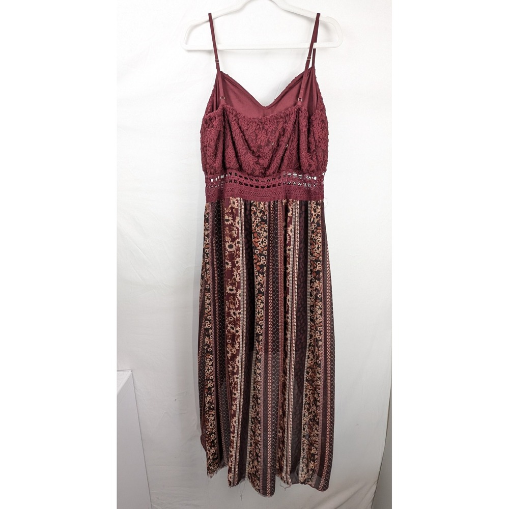 Boho Floral Fairy Lace Paisley High Low Maxi Dress Size XL Coastal Beach Resort - Picture 7 of 10